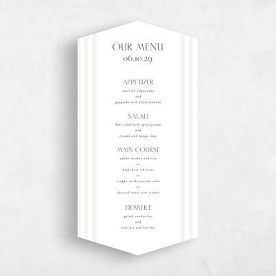 White Diamond Wedding Menu - Reinette
