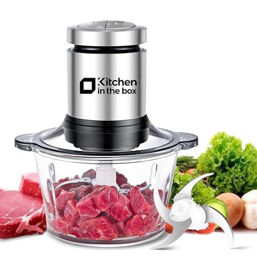 Kitchen in the box Food Processors, 400W Powerful Small Meat Grinder & Food Chopper Electric Vegetable Chopper with One 8-Cups Bowl & S Blades for Meat/fish/Vegetable/Baby Food