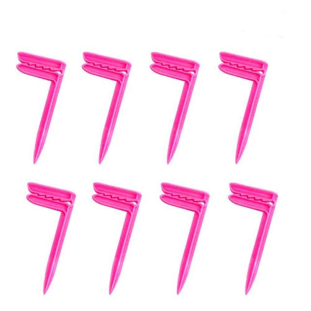 Forzaddik Outdoor Anchor Stakes, Beach Towel/Picnic Mat Anchor Clips Stakes, Pack of 8 (Rose)