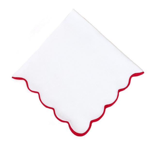 Wavy Red Napkin With Initials (Set of 4)