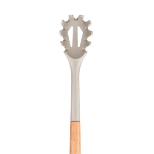 Silicone Pasta Fork, Kitchen Heat Resistant Noodle Spoon Server, BPA Free Spaghetti Strainer,12.8 inch (Khaki)
