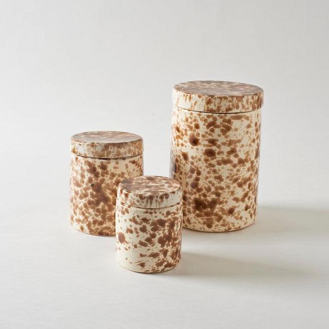 Brown on Cream Splatterware Canisters