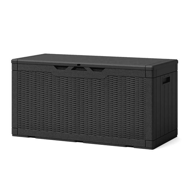 Patiowell 100 Gallon Resin Deck Box, Waterproof Large Outdoor Storage Box with Padlock for Patio Furniture, Toys and Garden Tools, Black