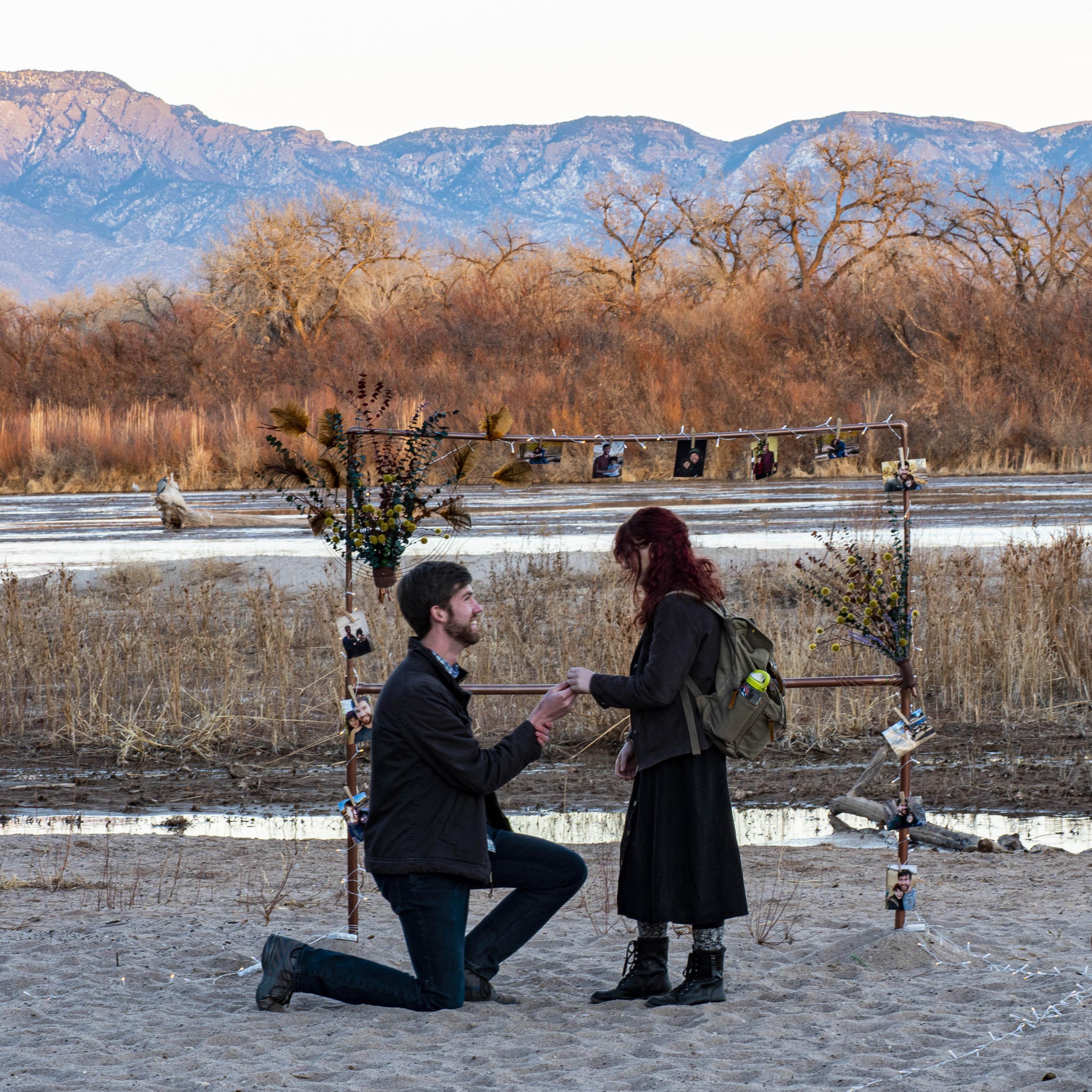 She said yes! Getting engaged in the Bosque.