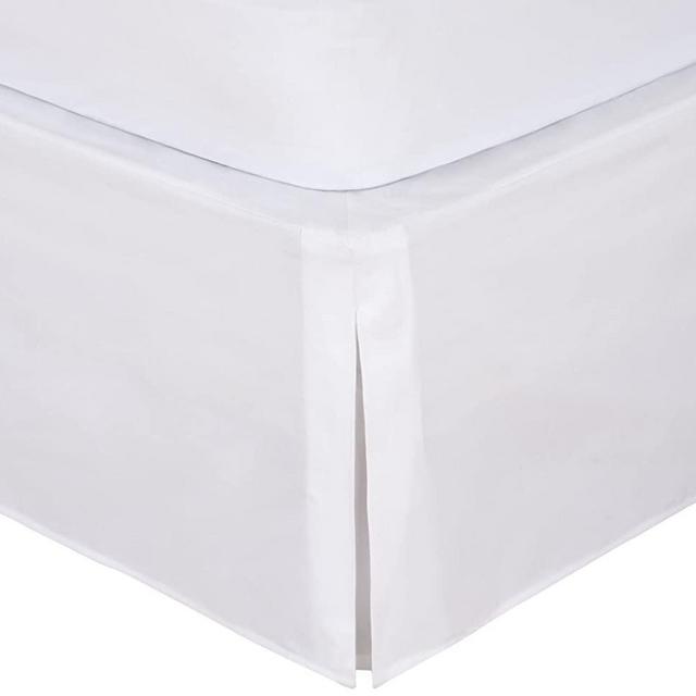 Bed Maker's Tailored Wrap-Around Bedskirt Never Lift Your Mattress Classic 14” Drop Length Pleated Styling, White, King