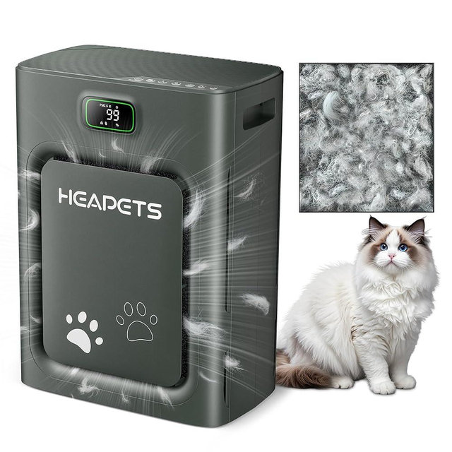 Pet Air Purifier for Home Large Room 2500 sq ft, H13 HEPA Washable Double-Sided Filter, Air Cleaner for Pet Hair Dander Odor Allergies Pollutant Smoke Dust, PM2.5 Air Quality Monitor, Auto Mode, Black