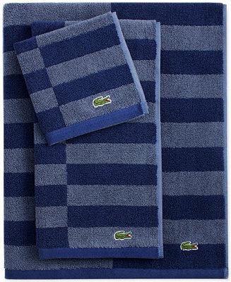 Lacoste Offset Cotton Stripes 30" x 54" Bath Towel