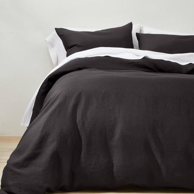 King Linen Duvet & Sham Set Washed Black - Casaluna™