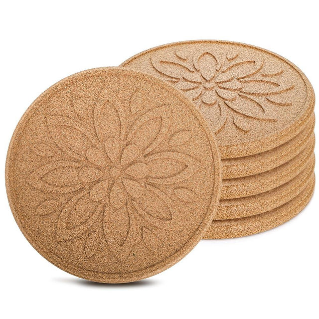 Bekith 6 Pack Cork Trivet, High Density Thick Cork Trivets for Hot Dishes, Heat Resistant Large Coaster Pot Pads for Kitchen, Pot Holders for Table & Countertop, 7.25 in x 0.4 in