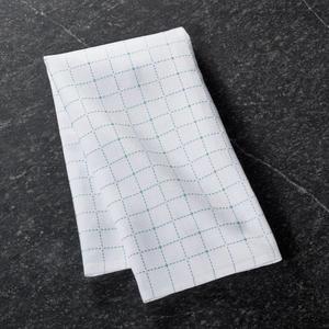 Graphico White Dish Towel with Aqua Stitch