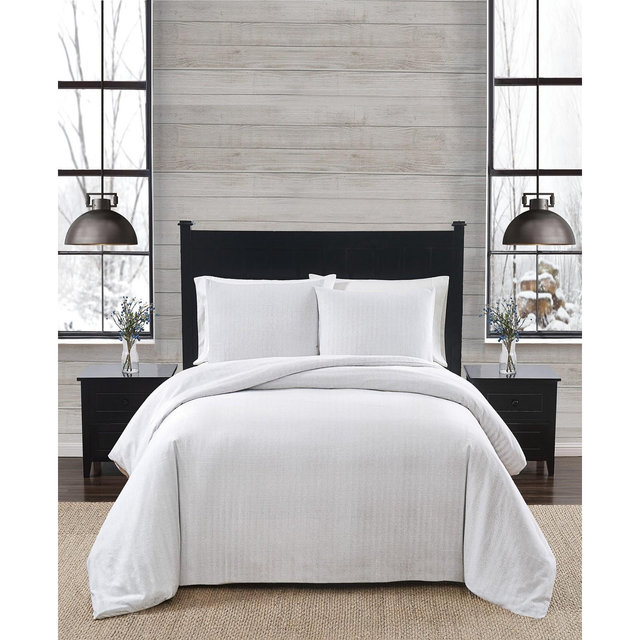 London Fog Herringbone Flannel 3-Pc. Duvet Cover Set, Full/Queen