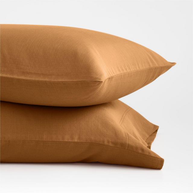 Organic Double Weave Brulee Brown Standard Pillowcases, Set of 2