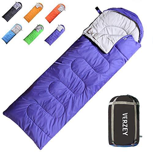 VERZEY Envelope Camping Sleeping Bag for Adults, Youth，Kids & Boys, Great for 4 Season,Portable for Traveling Hiking Waterproof Lightweight Outdoor Sleeping Bags