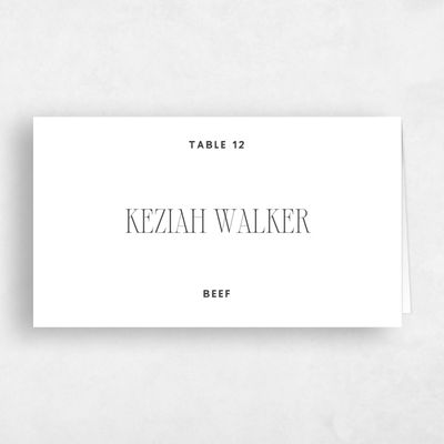 White Wedding Place Card - Solange Beef