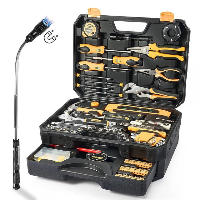 KOOPOOL Tool Kit for Home, Basic Tool Set for General Household and Auto Repair with Storage Case and Drawer for Homeowners, DIY Projects, and Handyman Mechanics
