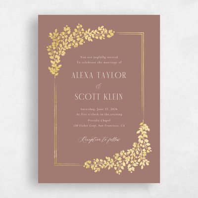 Chestnut, Brown Wedding Invitation - Calla Portrait Foil
