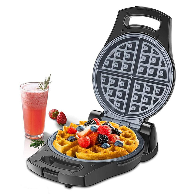 FlipSide Belgian Waffle Maker With Temperature Control, 900 Watts Electric Waffle Iron Plates Aigostar, 8 inch, Black