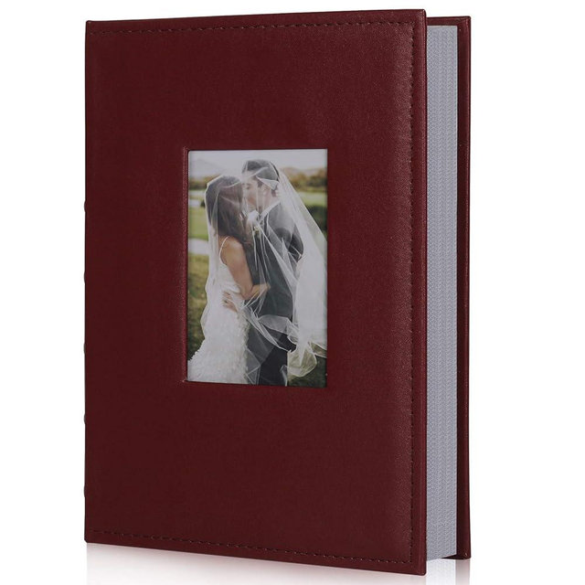 RECUTMS 4x6 Photo Album 300 Pictures Sewn Premium Leather Cover Memo Recording Family Photo Album Wedding Picture Albums Anniversary Baby Holiday Albums(Brown)