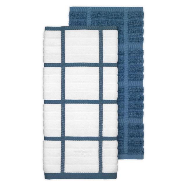 All-Clad 2-Pack Solid/Plaid Kitchen Towels in Cornflower