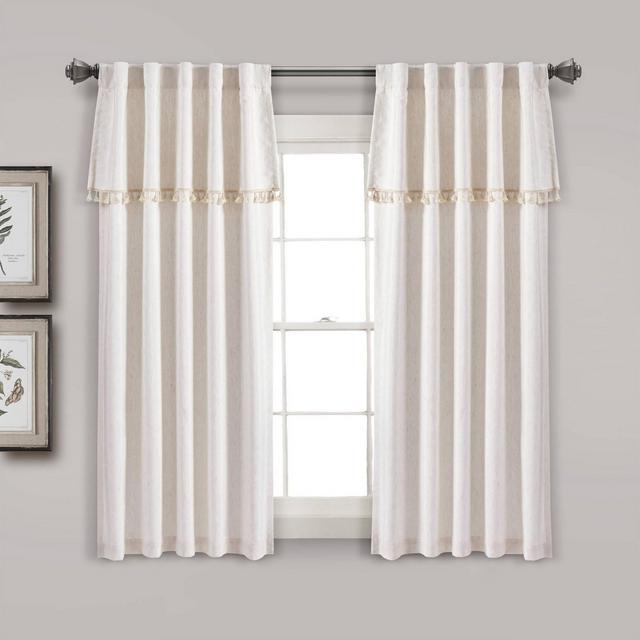 Set of 2 (63"x40")Ivy Tassel Light Filtering Window Curtain Panels Beige - Lush Décor