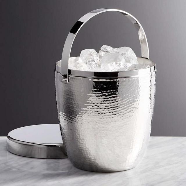 Crate and barrel - silver hammered ice bucket