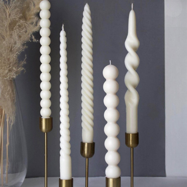 Taper Candles Set Soy Wax Beeswax Candle Twisted Taper Candle Modern Candle White Decorative Home Decor Handmade Tall Candlestick Gifts