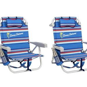 Tommy Bahama Backpack Beach Chair 2 Pack (Sailfish and Palms), Aluminum, Multicolor