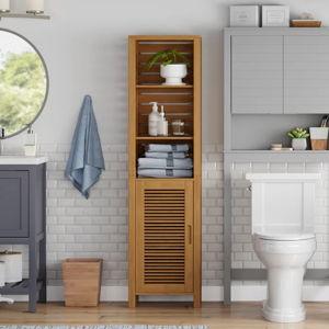 Ayden Solid Bamboo Wood Freestanding Linen Cabinet