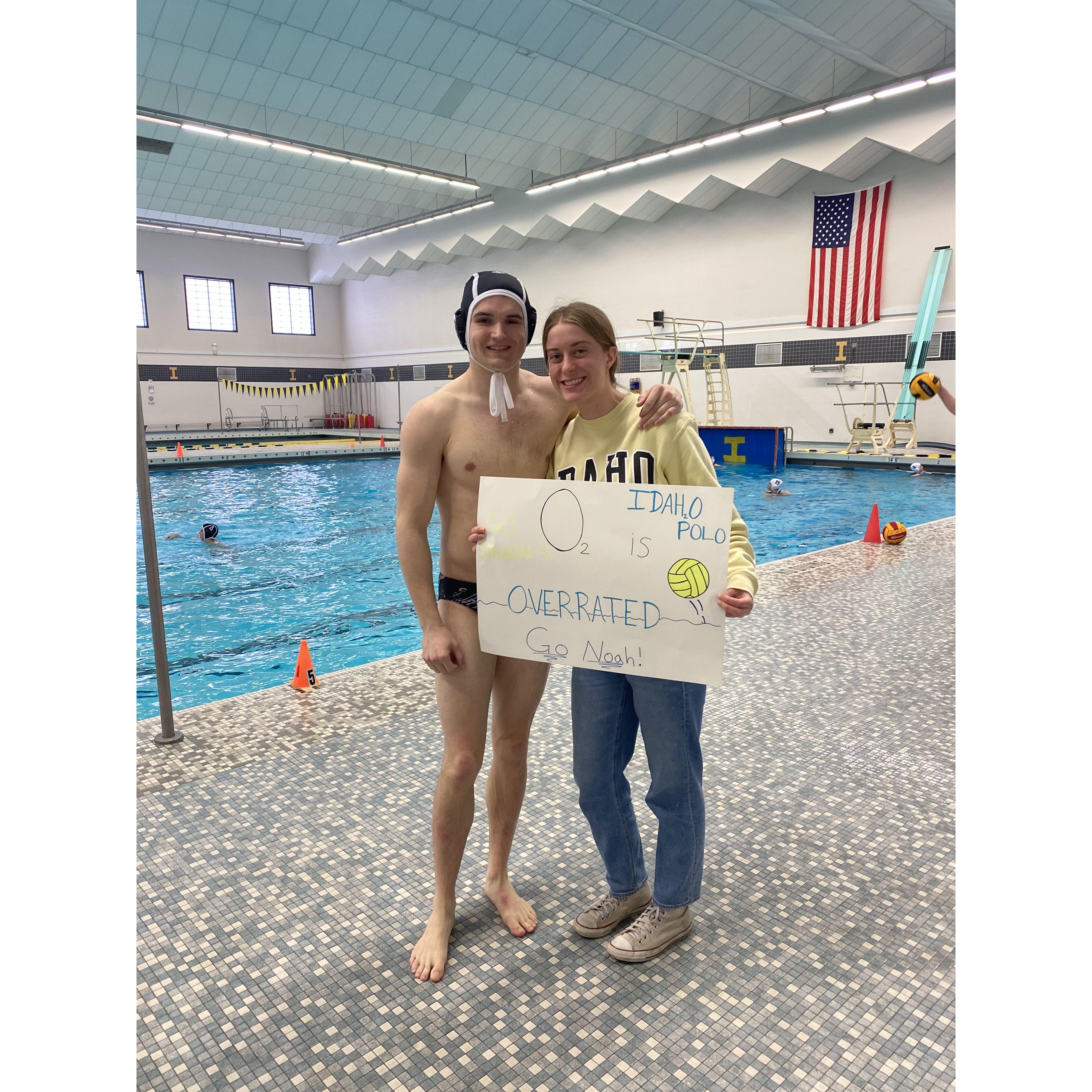 April 2023 - Cheering at Noah's home water polo scrimmage