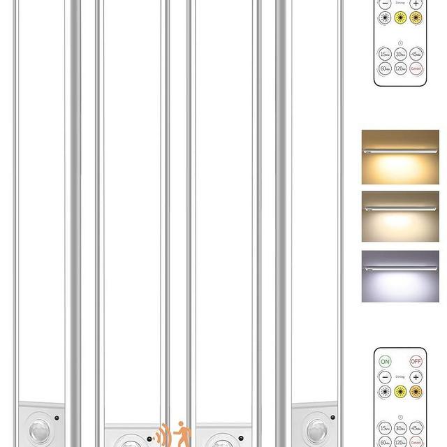AMETHEUS 4-Pack Under Cabinet Lighting,LED Rechargeable Motion Sensor Light Indoor Battery Operated,3 Color Temps&Dimmable Closet Lights with Remote,Wireless Under Counter Lights for Kitchen Stairs