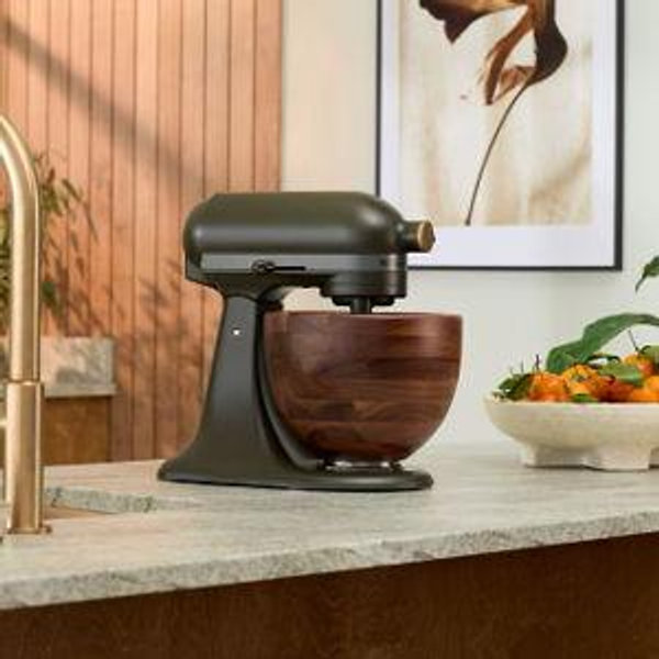 KitchenAid Evergreen Tilt-Head Stand Mixer with Wooden Bowl and Attachments