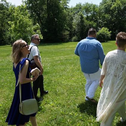 Walking through the park looking for the perfect spot.