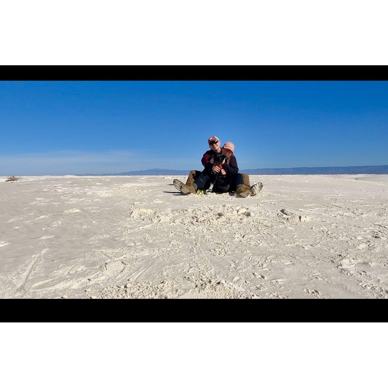 Family photo of the 3 of us at white sands
