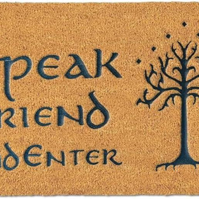 Funny Doormat, Speak Friend Door Mat with Rubber Backing Doormat Entrance Floor Weaving Embroidery Mat Non-Slip Entryway Easy Clean 30 X 18 Inches