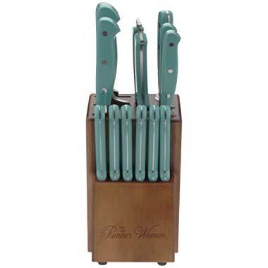 The Pioneer Woman Cowboy Rustic Cutlery Set, 14-Piece,TURQUOISE