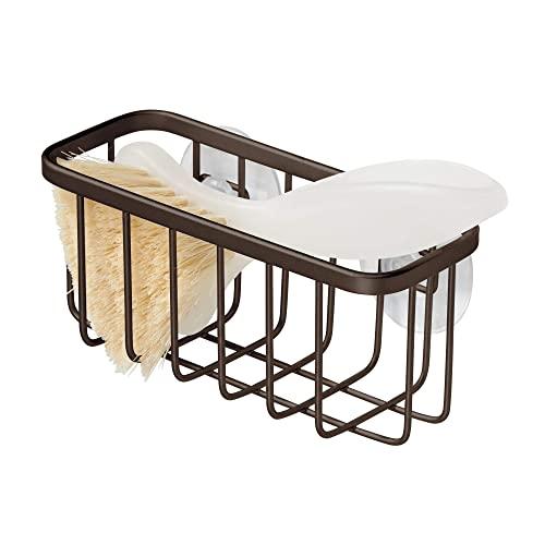 iDesign Gia Sink Suction Holder for Sponges, Scrubbers, Soap in Kitchen, Bathroom, Bathtubs, 5.75" x 2.25" x 2.5" - Bronze