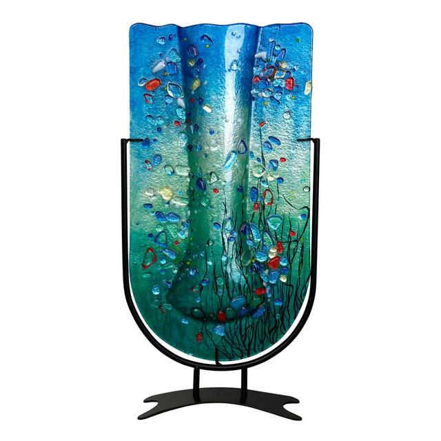 18.5" x 10" Tall U Vase Fused Glass