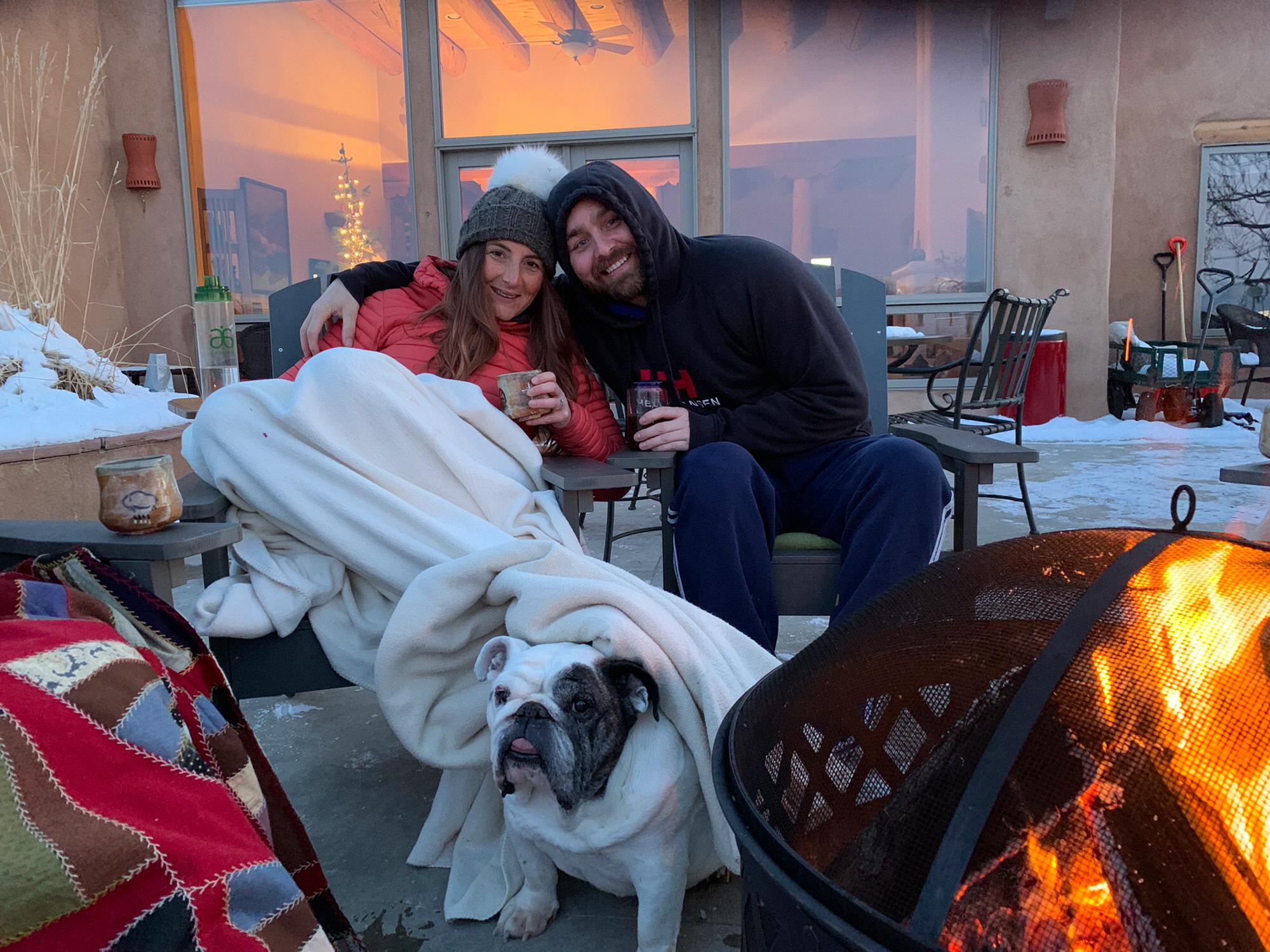 A winter’s eve fire pit. A caribou in hand, a pig at the feet, and a love in my arms.