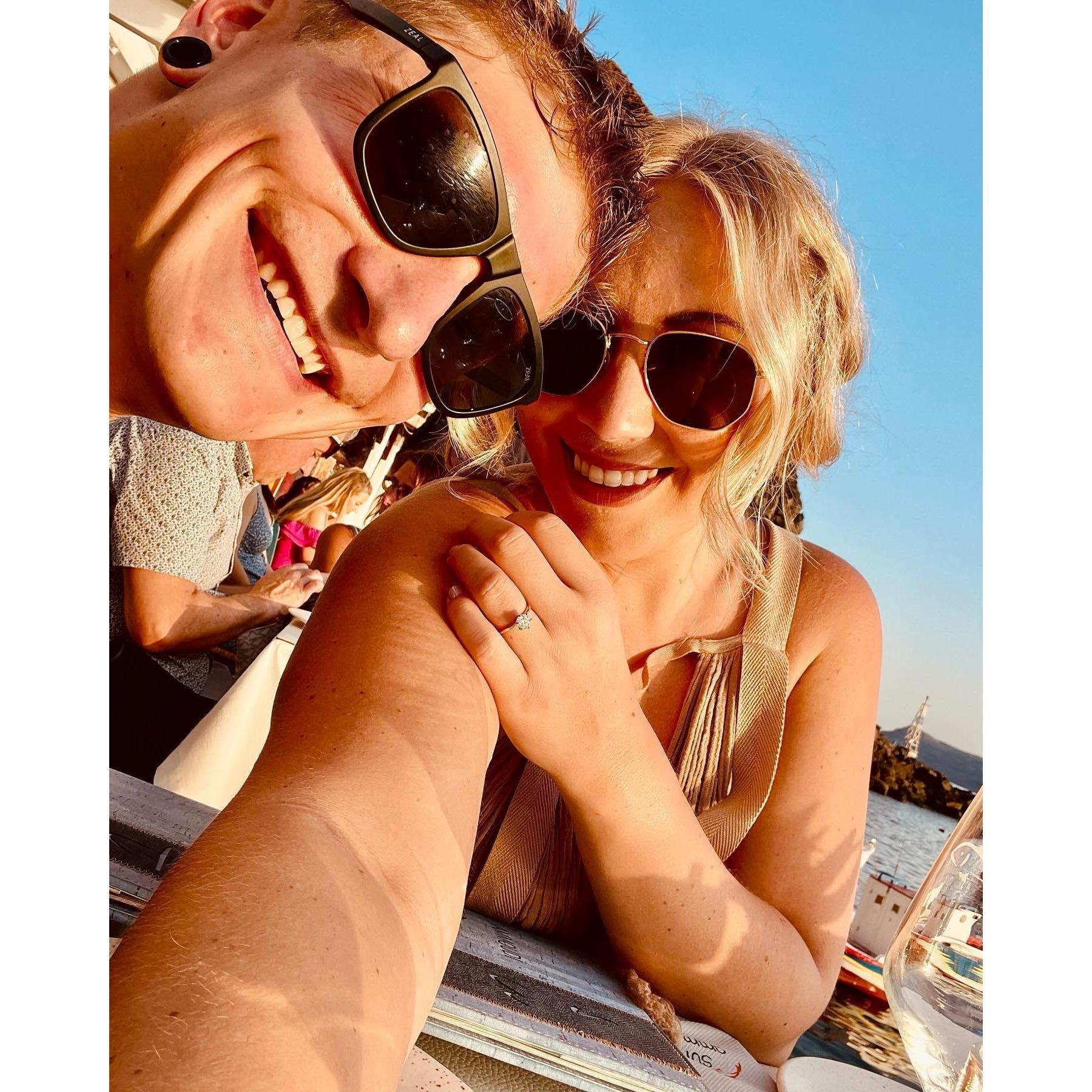 Dinner on the water after we got engaged 2022 – Amoudi Bay, Santorini, Greece