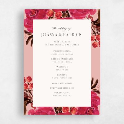 Dusty Peach, Orange Wedding Program - Waverly