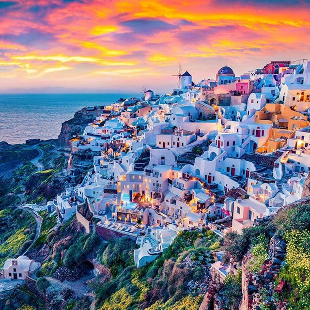 Santorini Island Jigsaw Puzzles 1000 Pieces for Adults Greek Resort Oia 1000 Piece Jigsaw Puzzles for Adults