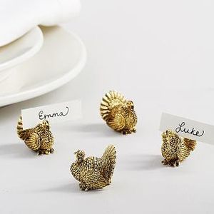 Gold Turkey Place Card Holder, Set of 4