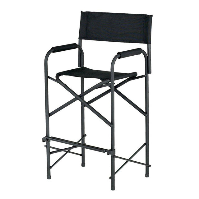 E-Z UP Tall Directors Chair, Seat 31” High, Padded Armrests and Storage Bag, Black