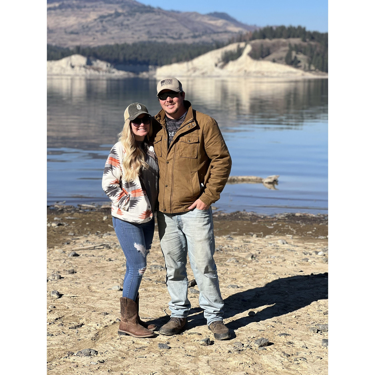 Jessica and Zac at Lake Roosevelt in October 2023. This is one of their favorite places to go with Jessica's family.