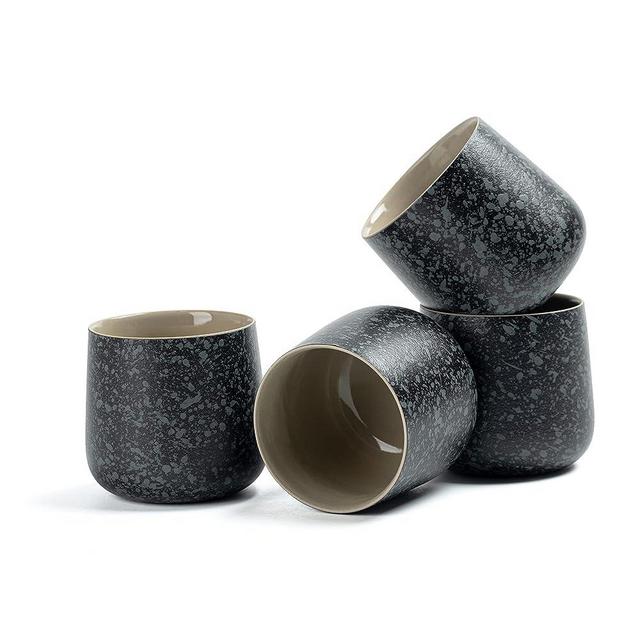 TEANAGOO Ceramic Japanese Tea Cup, 7.2Oz / 205 ml, Charcoal Grey, H17, 4 Pcs/box, Occupied Japan Tea Cups, Chinese Tea Cup, Asian Tea Cups, Asian Tea Cups no Handles, tea cup Ceramic Cup for Tea