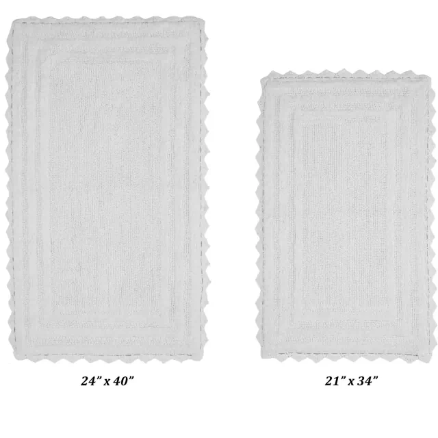 Better Trends Lilly Crochet 100% Cotton Tufted Reversible 3 Pc Bath Rug Set - White