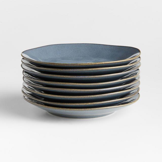 Marin Slate Blue Stoneware Salad Plates, Set of 8