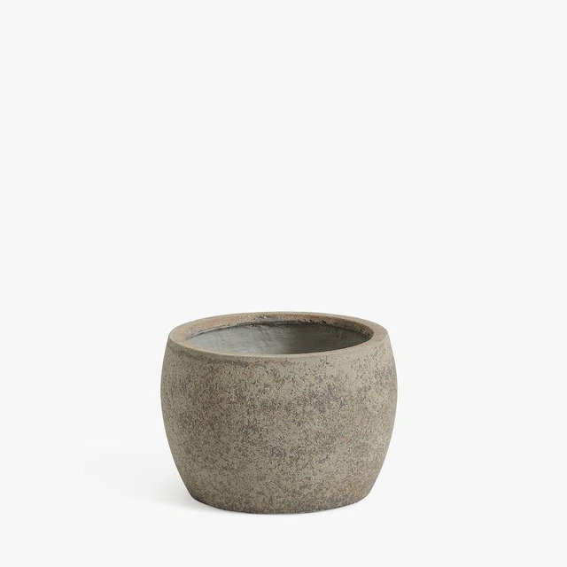 Sedona Stone Planter, Grey, Small, 16"D x 11" H