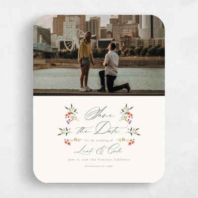 Beige Rounded Wedding Save the Date - Agave Photo