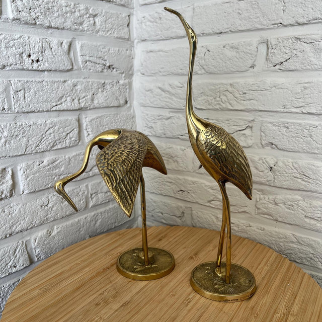 Pair of vintage brass birds